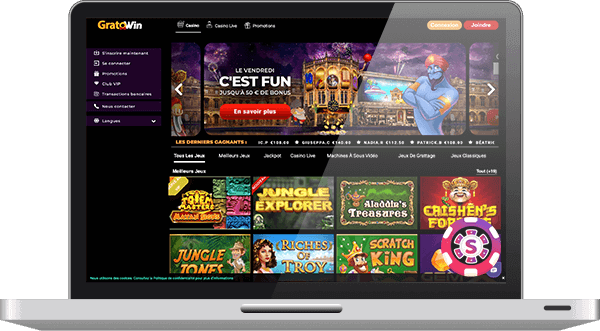 Capture d'écran de l'app GratoWin Casino